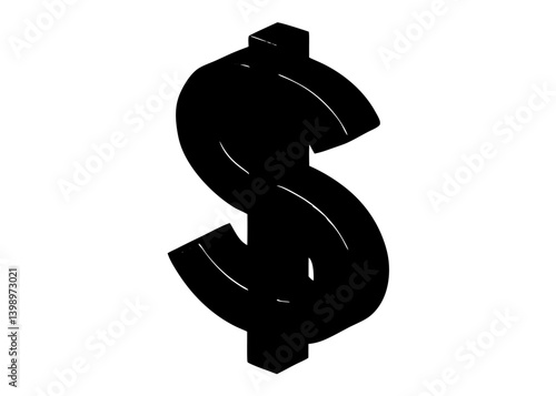 Dollar Sign Icon: A sleek, stylized dollar sign, representing wealth, finance, and economic concepts. This high-quality image is perfect for use in financial and business-related projects.