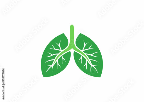Green lungs illustration: An artistic depiction of lungs represented by vibrant green leaves, symbolizing the crucial link between human health, fresh air, and the environment.