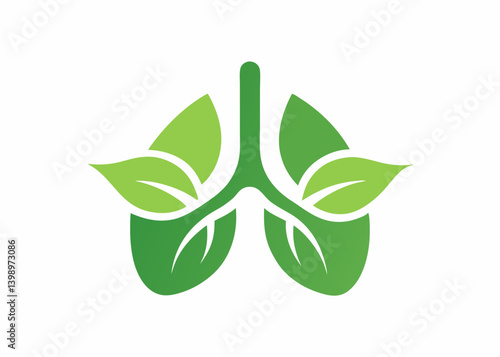 Green Lungs and Leaf: A symbolic representation of health and vitality, featuring a set of green lungs adorned with flourishing leaves.