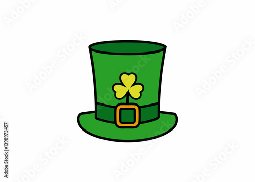 St. Patrick's Day Leprechaun's Hat: A vibrant green leprechaun hat adorned with a shamrock and a buckle, embodies the luck and spirit of St. Patrick's Day. 