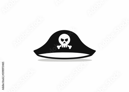 Pirate's Hat Silhouette: A solitary, stylized pirate hat, adorned with the iconic skull and crossbones emblem. Perfectly suited for designs that embrace the themes of adventure and the high seas. 