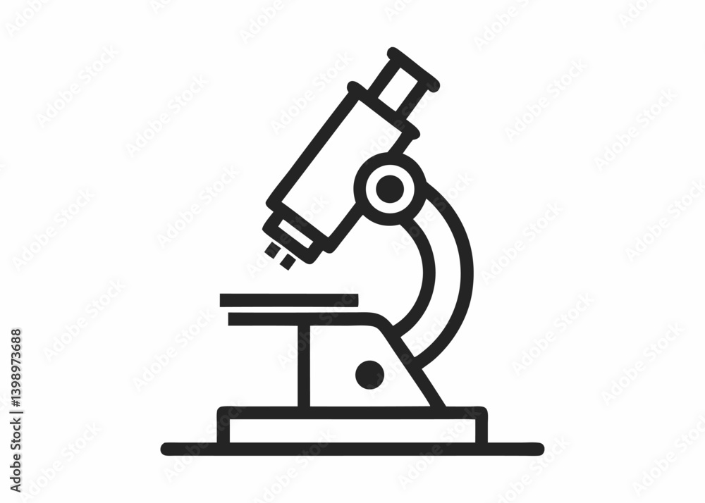 Microscope: A minimalist, graphic representation of a scientific microscope, highlighting the elegant simplicity of this essential scientific instrument. Microscope: A minimalist, graphic representation of a scientific microscope, highlighting the elegant simplicity of this essential scientific instrument.