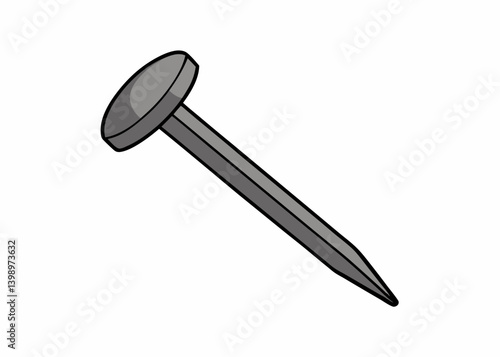 Single Nail Isolated: A close-up shot of a singular nail, poised and ready for its purpose, is depicted in a clear, vibrant display.