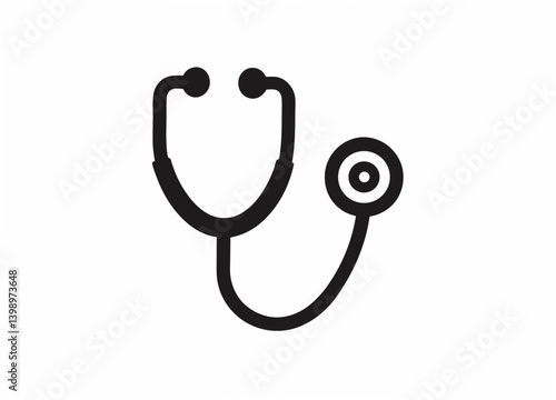 Medical Icon: A minimalist icon of a stethoscope, a symbol of health and care, against a clean and uncluttered backdrop, embodying medical professionalism.