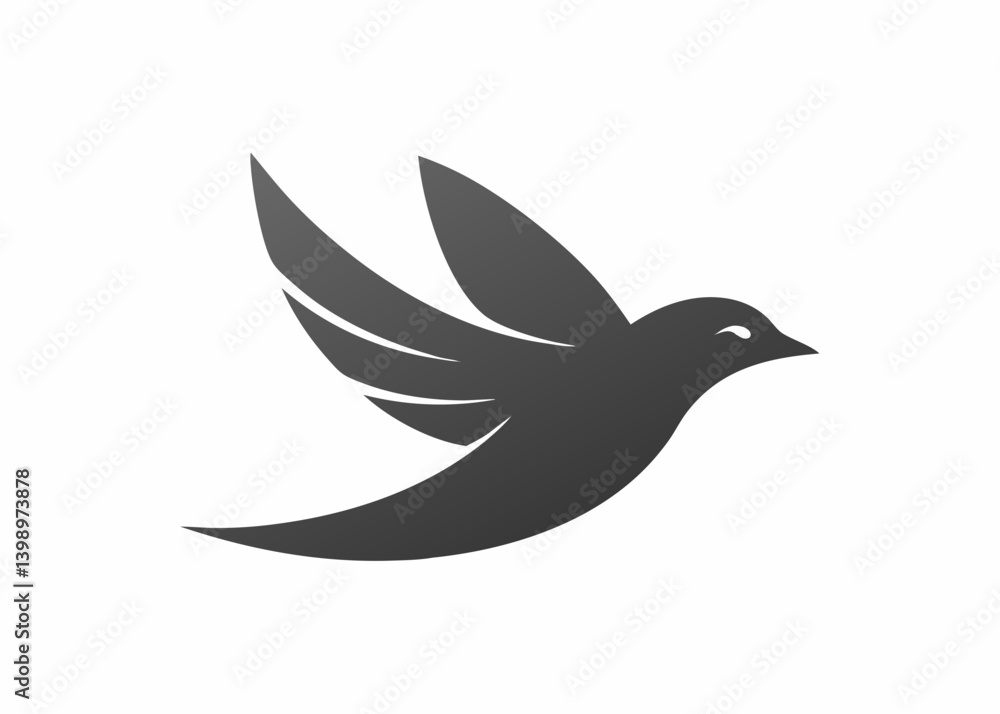 Fototapeta premium 🕊️Soaring Silhouette: A graceful bird in full flight, its form rendered in elegant shadow, evokes a sense of freedom, aspiration, and the boundless sky.