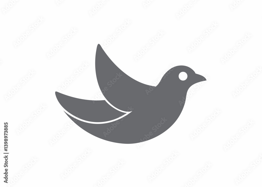 Obraz premium Soaring Icon: A minimalist illustration of a dove, its wings outstretched in a symbolic representation of peace and freedom, rendered in a clean and modern style.
