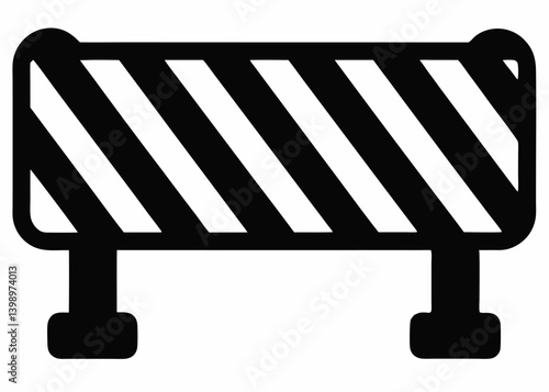 Construction Zone Barrier: A simple yet striking illustration of a construction zone barrier, with black and white diagonal stripes.