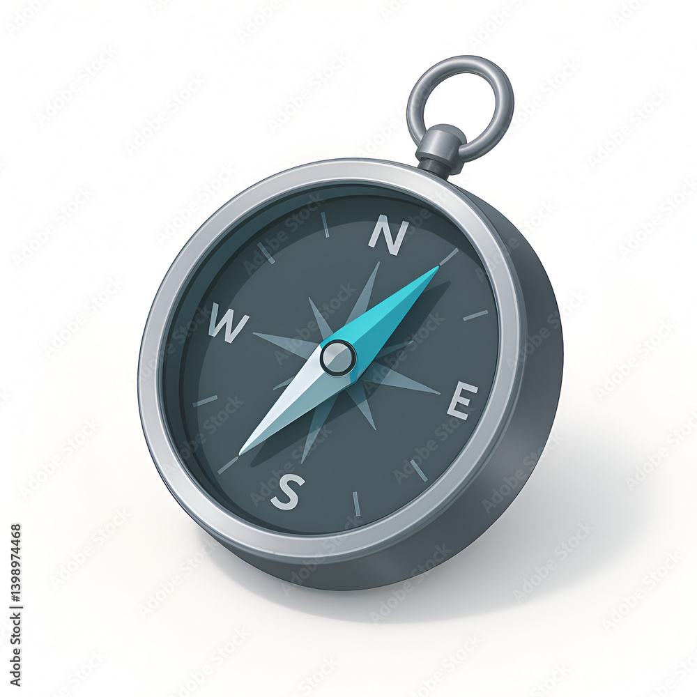 Isometric 3D illustration of a modern compass Isometric 3D illustration of a modern compass
