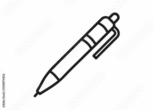 Precision Point: An elegant, minimalist depiction of a ballpoint pen, designed with clean lines and emphasizing the tool's central role in idea generation and documentation.