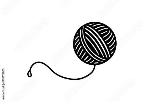 Ball of Yarn: An illustrated, single ball of yarn. The artful simplicity captures the essence of creativity, crafting, and the cozy warmth of handmade items.