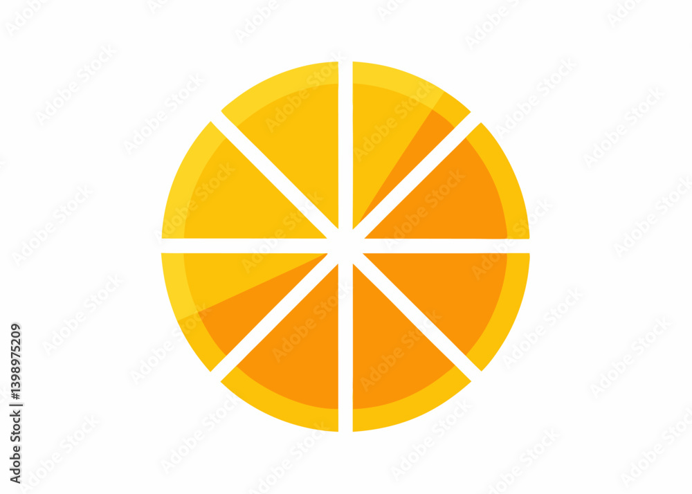 Fototapeta premium Citrus Burst: A graphic depiction of a vibrant orange slice, radiating with freshness and juicy appeal, perfect for conveying the essence of healthy eating and natural goodness.