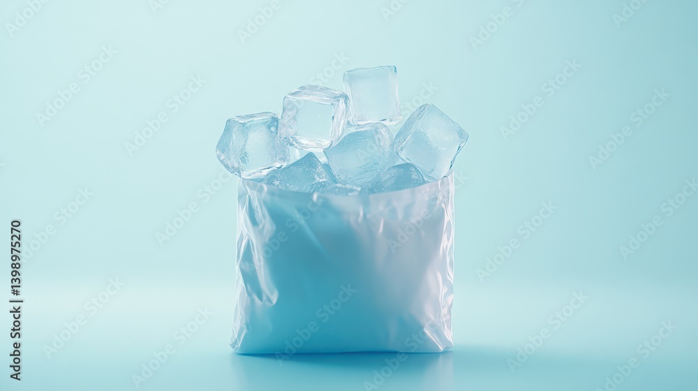 Ice Cubes in Light Blue Bag Ice Cubes in Light Blue Bag