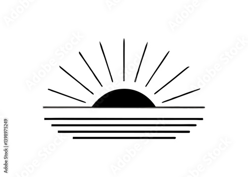 Minimalist Sunrise: A minimalist illustration captures the serene beauty of a sunrise over a tranquil sea. Evoking peace, hope, and the promise of a new day.