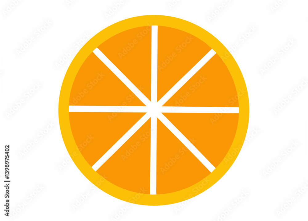Citrus Burst: A vibrant, flat illustration of a sliced orange, showcasing its refreshing segments. Citrus Burst: A vibrant, flat illustration of a sliced orange, showcasing its refreshing segments.