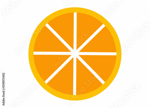 Citrus Burst: A vibrant, flat illustration of a sliced orange, showcasing its refreshing segments.