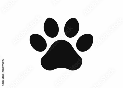 Paw Print Silhouette: A simple yet iconic black paw print symbol, perfectly captures the essence of animal presence and pet ownership. 