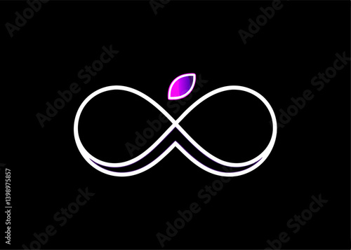 Infinity Symbol of Potential: The symbol of infinity is reimagined with a stylized gradient detail and a black background. This minimalist design symbolizes the boundless potential.