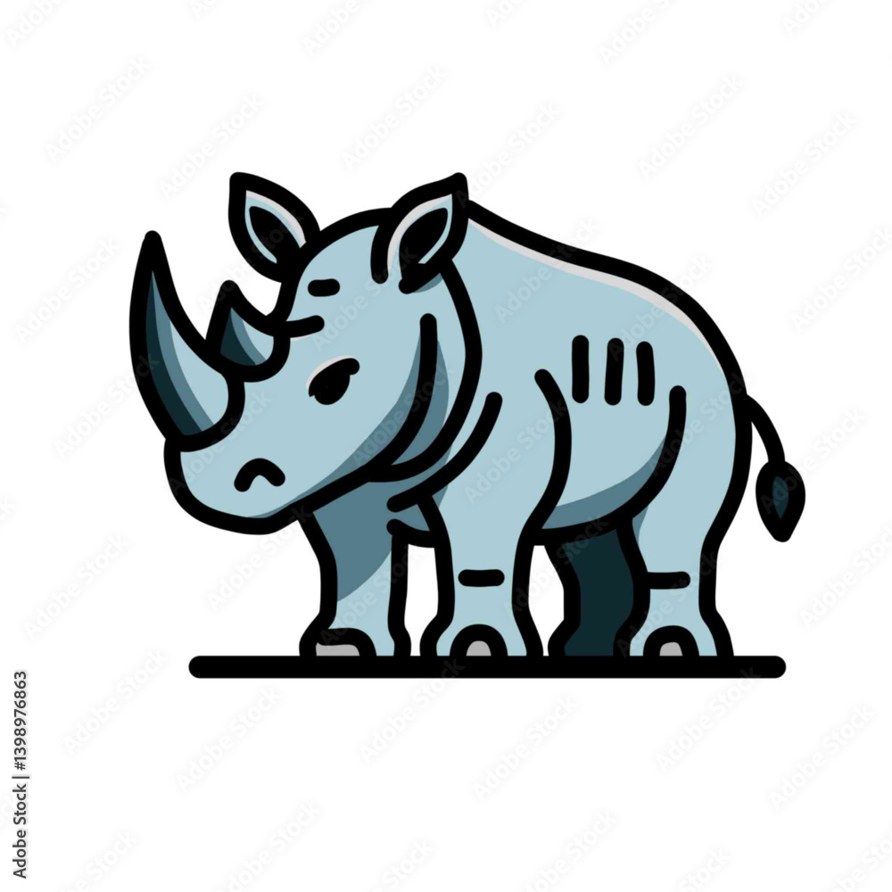 Obraz premium Vector Illustration of a Simplified Rhinoceros Design with White Background for Icon or Logo Use