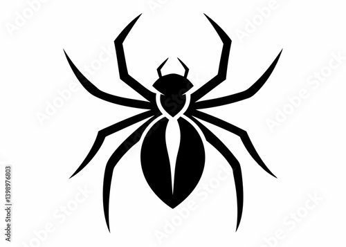 Spider Silhouette: A minimalist spider illustration, a stark depiction of arachnid form, showcasing the eight-legged marvel in striking black against a clean backdrop.