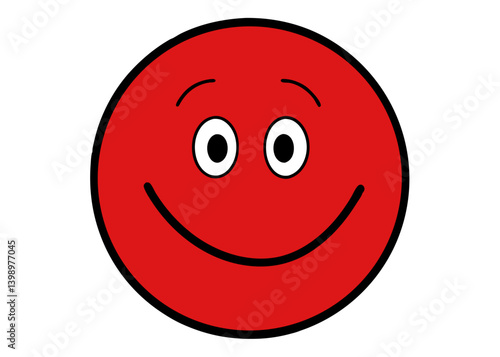 Smiling Red Face: A cheerful red face smiles broadly, representing happiness and positivity in a simple, yet effective, visual language. 