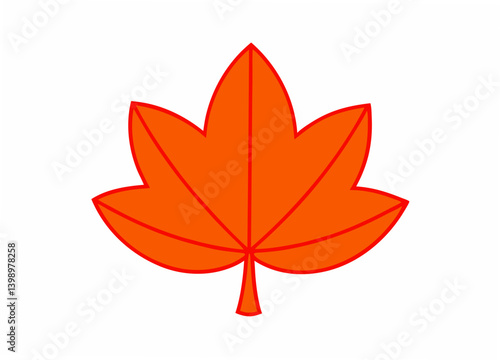 Autumnal Leaf's Simplicity: A vibrant, illustrated leaf in warm, autumnal orange, its form defined by clean lines and a minimalist design, embodying the essence of the season.