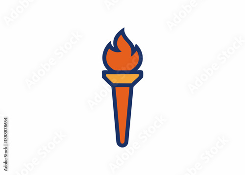 Burning Torch Symbol: A vivid illustration of a torch with a blazing flame, symbolizing enlightenment and endurance, perfect for representing guidance, leadership and inspiration.