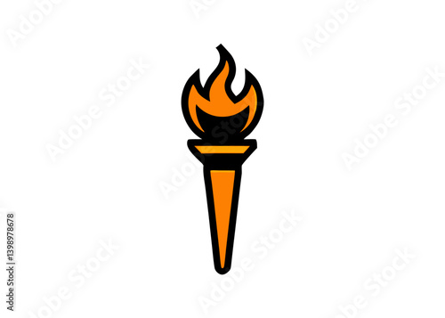 Burning Torch Icon: A vibrant, minimalist representation of a burning torch, its bright flames symbolizing enlightenment, guidance, and the pursuit of knowledge.