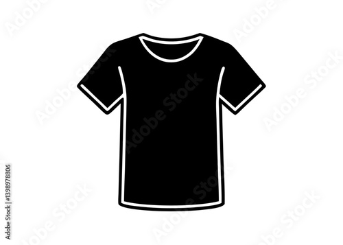 Black T-shirt Silhouette: A simple and clean silhouette of a black t-shirt, perfect for apparel design or conceptual representations of fashion.