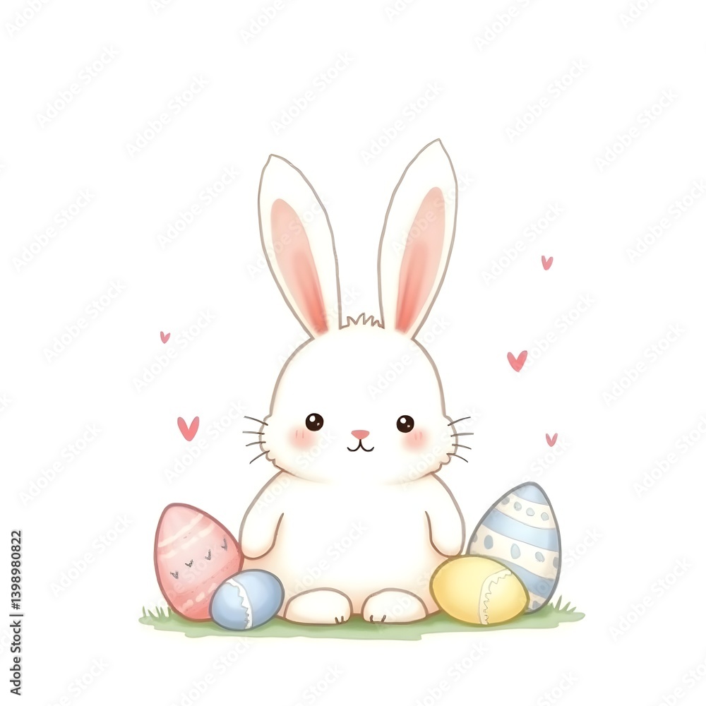chibi easter bunny with eggs chibi easter bunny with eggs