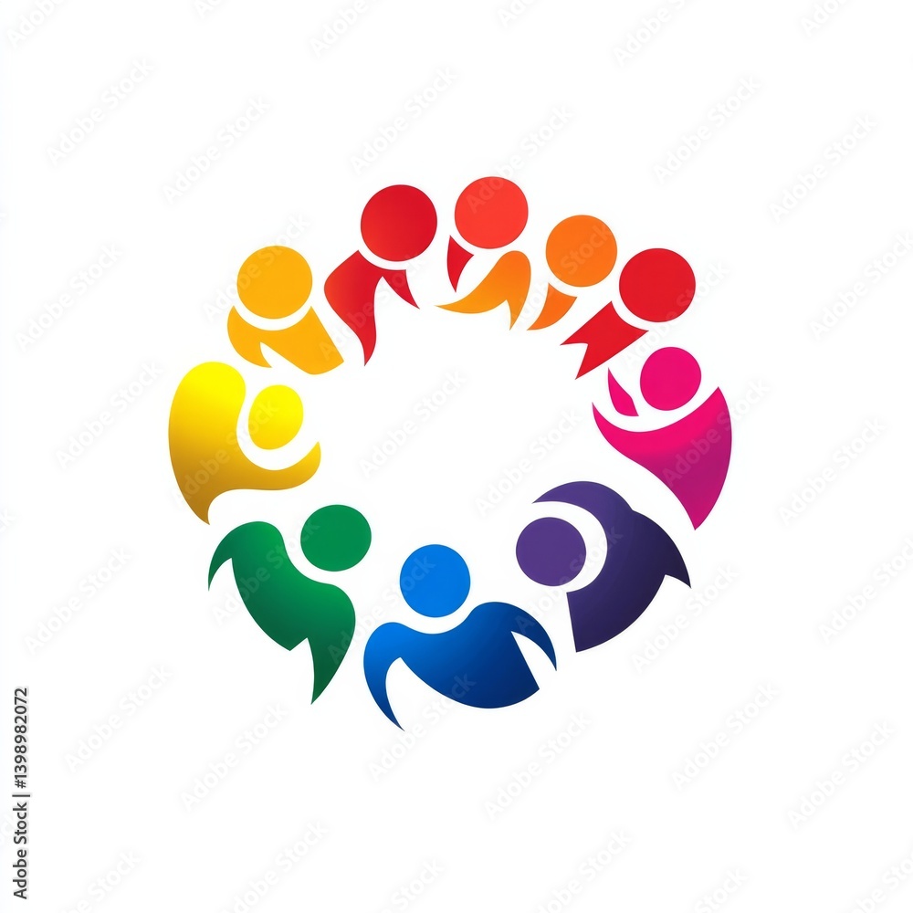 Diversity Chat design logo, people talking family together human unity chat bubble logo vector icon