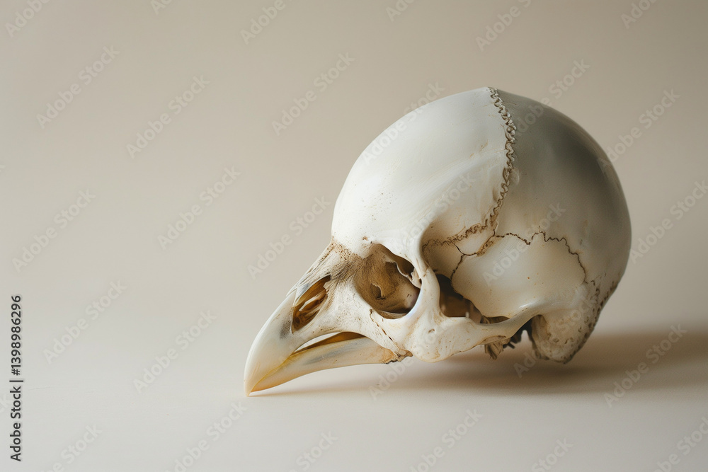 Naklejka premium Raven Skull Resting in Isolated Scene Providing Copy Space for Dark Concepts like Magic, Death and Ancient Witchcraft