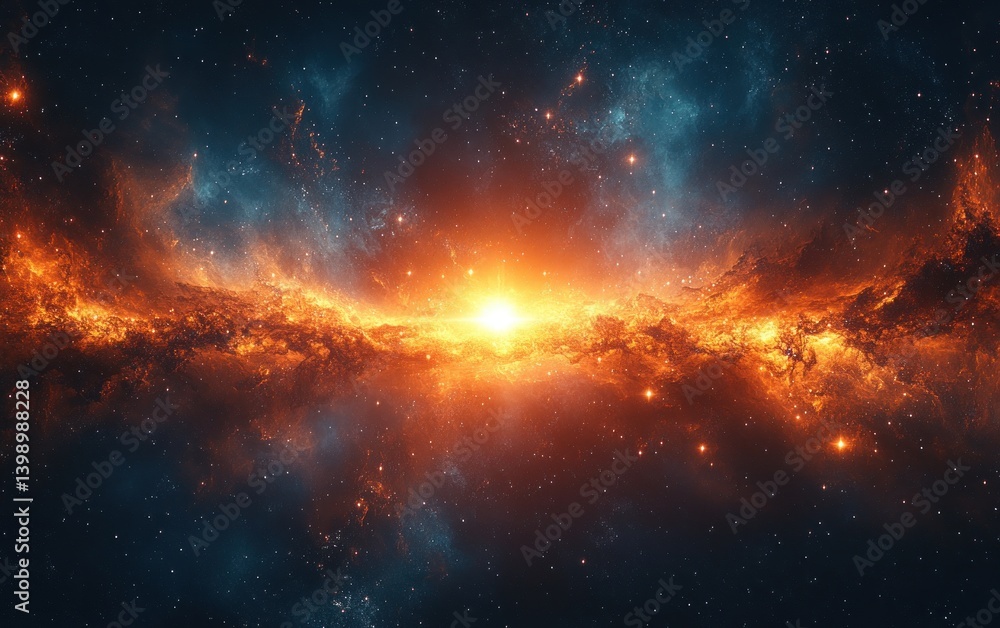 Fototapeta premium Cosmic Bright Lens Flare Abstract Deep Space Art Shiny Glow Illustration