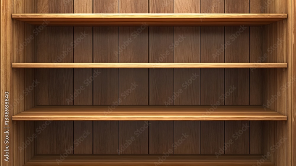 Empty Wooden Shelves Bookcase Background Display Empty Wooden Shelves Bookcase Background Display