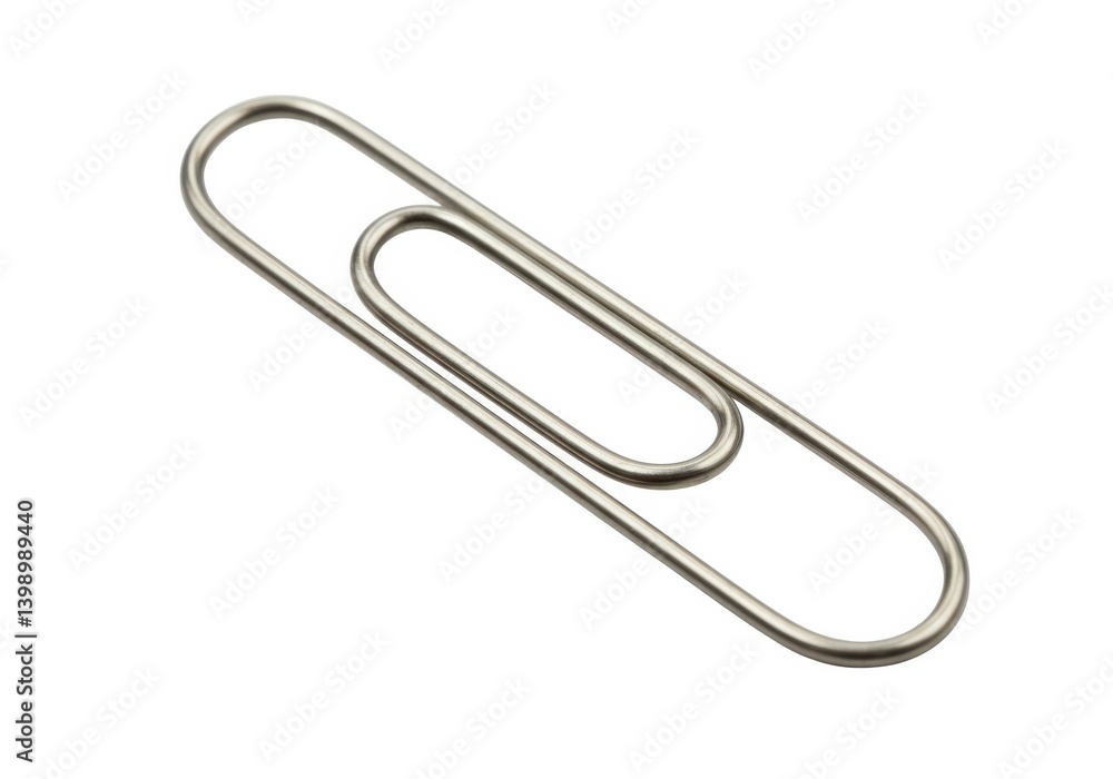 Paperclip office supply metal clip stationery close up view isolated on white background Paperclip office supply metal clip stationery close up view isolated on white background