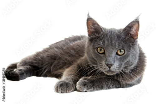 Vibrant Color Image of Chartreux Cat Isolated on Transparent Background