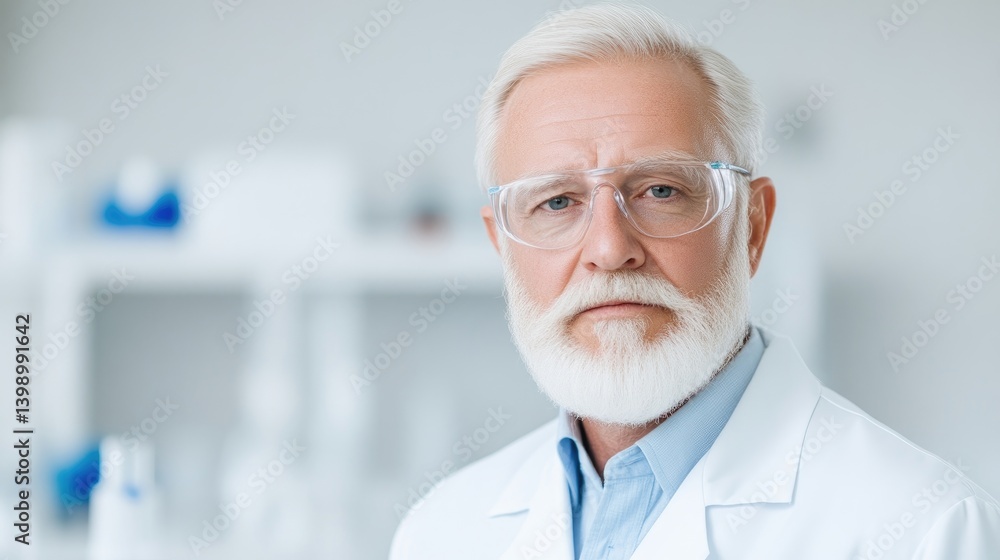 Serious senior scientist in a lab setting