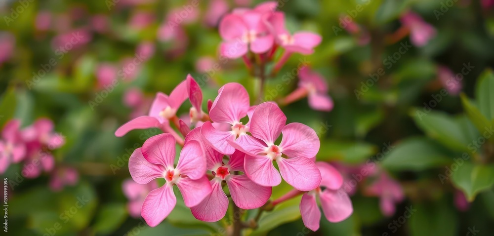 Pink Adenium obesum blossoms in sharp focus, vibrant green foliage blurred background, adenium obesum, desert rose flower, pretty Pink Adenium obesum blossoms in sharp focus, vibrant green foliage blurred background, adenium obesum, desert rose flower, pretty