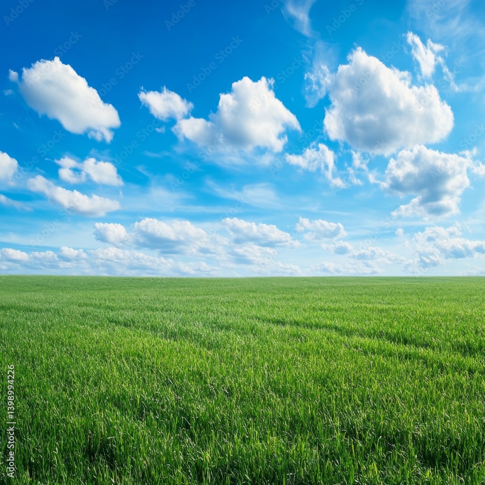Naklejka premium green field with sky background -