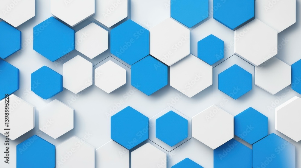 Fototapeta premium A sleek, futuristic design with blue and white hexagons creates a modern and stylish pattern for any space.