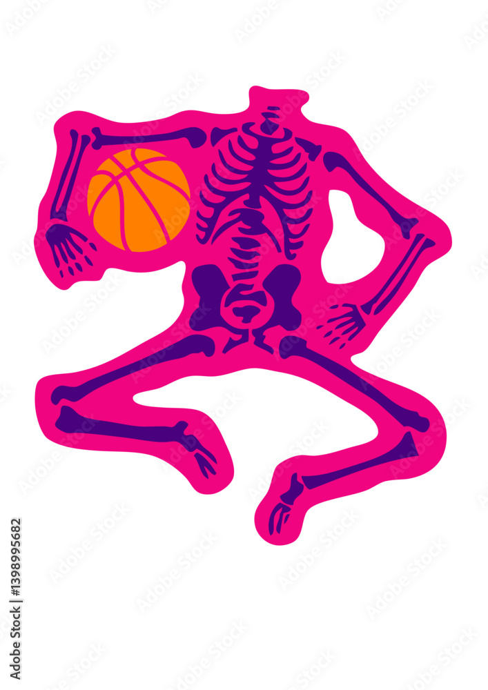 Obraz premium basketball squelette basket logo club