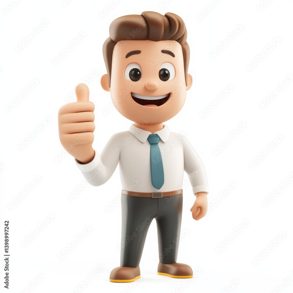 Happy adult cartoon businessman giving a thumbs-up gesture with a smiling face Happy adult cartoon businessman giving a thumbs-up gesture with a smiling face
