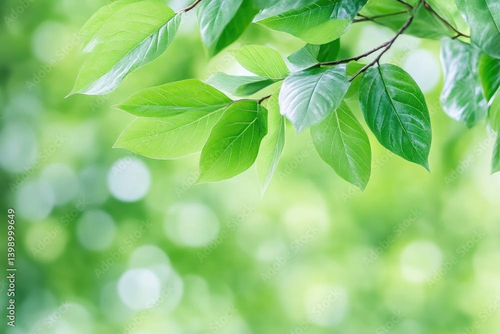 Fresh vibrant green leaves in a natural setting