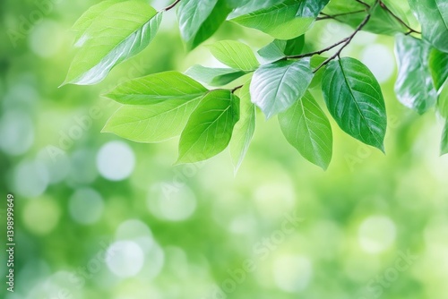 Obraz na płótnie Fresh vibrant green leaves in a natural setting w salonie
