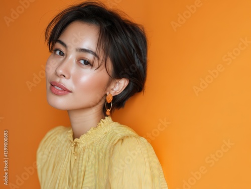 Elegant woman with short ha...