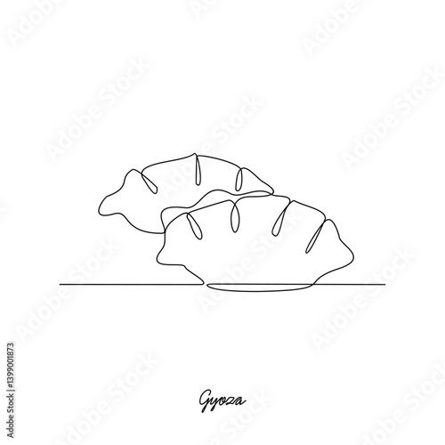 One continuous line drawing of Gyoza food vector illustration. Traditional food in simple linear style vector design concept. Traditional foods for your asset design vector and educational purpose.