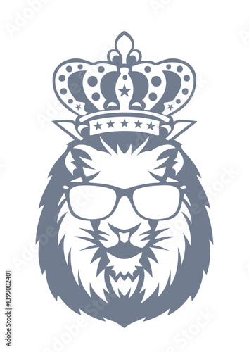 lion couronne roi tete face logo