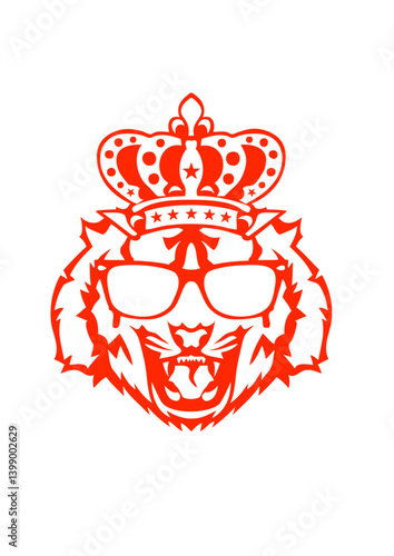 tigre couronne roi tete face logo dessin