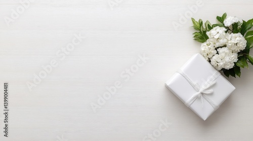 Obraz na płótnie White gift box with flowers on a white background w salonie