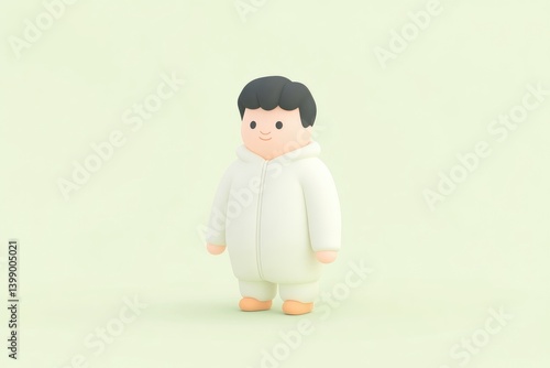 Obraz na płótnie 3D cartoon character in cream-colored pajamas w salonie