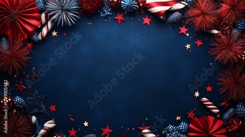 Obraz na płótnie A charming arrangement of red, white, and blue decorations celebrates patriotism, perfect for national holidays and festive gatherings full of spirit and joy. w salonie